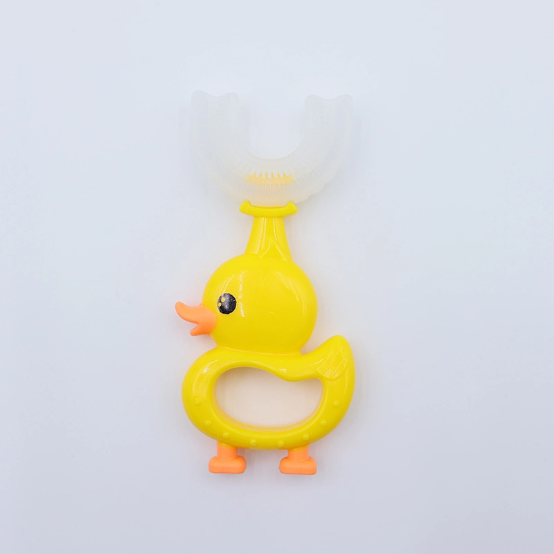 Food Grade Duck Manual Training Baby Tooth Brush U Shaped Kids Toothbrush Over 6 Months