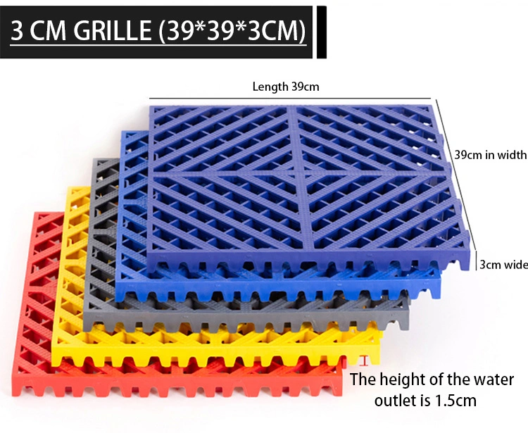 3cm for Car Wash Splicing Grid Grille Interlocking Garage Floor Tiles Floor Carwash Grating Mats Anti Slip PP Removable Plastic