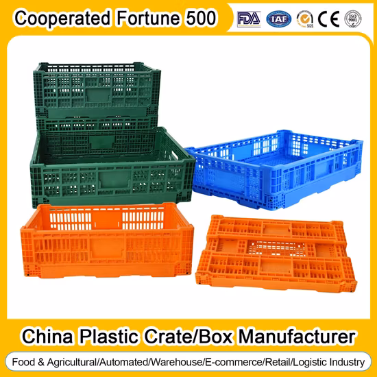 High Quality Storage Foldable and Stackable Solid Plastic Folding Moving Fruit Box