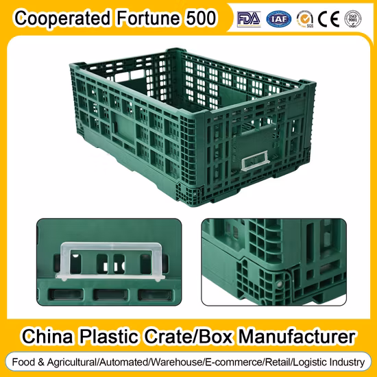 High Quality Storage Foldable and Stackable Solid Plastic Folding Moving Fruit Box