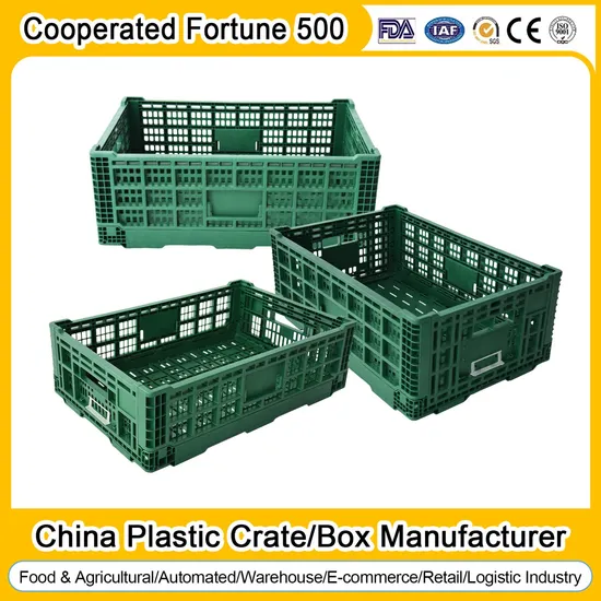 High Quality Storage Foldable and Stackable Solid Plastic Folding Moving Fruit Box