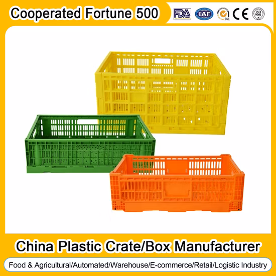 High Quality Storage Foldable and Stackable Solid Plastic Folding Moving Fruit Box