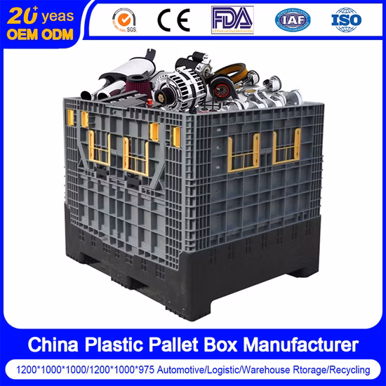 Factory Heavy Duty Large Vented/Mesh HDPE Stackable Warehouse Storage Agriculture Container Foldable/Folding/Collapsible Plastic Pallet Box for Fruit Vegetable