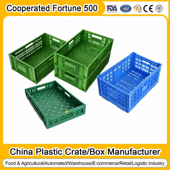High Quality Storage Foldable and Stackable Solid Plastic Folding Moving Fruit Box